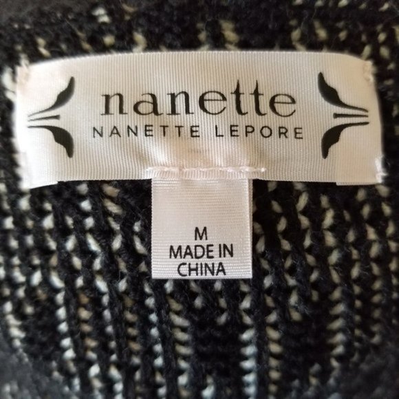 NWT Nanette Lepore Textured Tassel Boho Jacket Cardigan Black and Cream …‌ - Picture 8 of 13